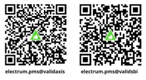 QR code for UPI payment to electrum.pms@validsbi and electrum.pms@validaxis